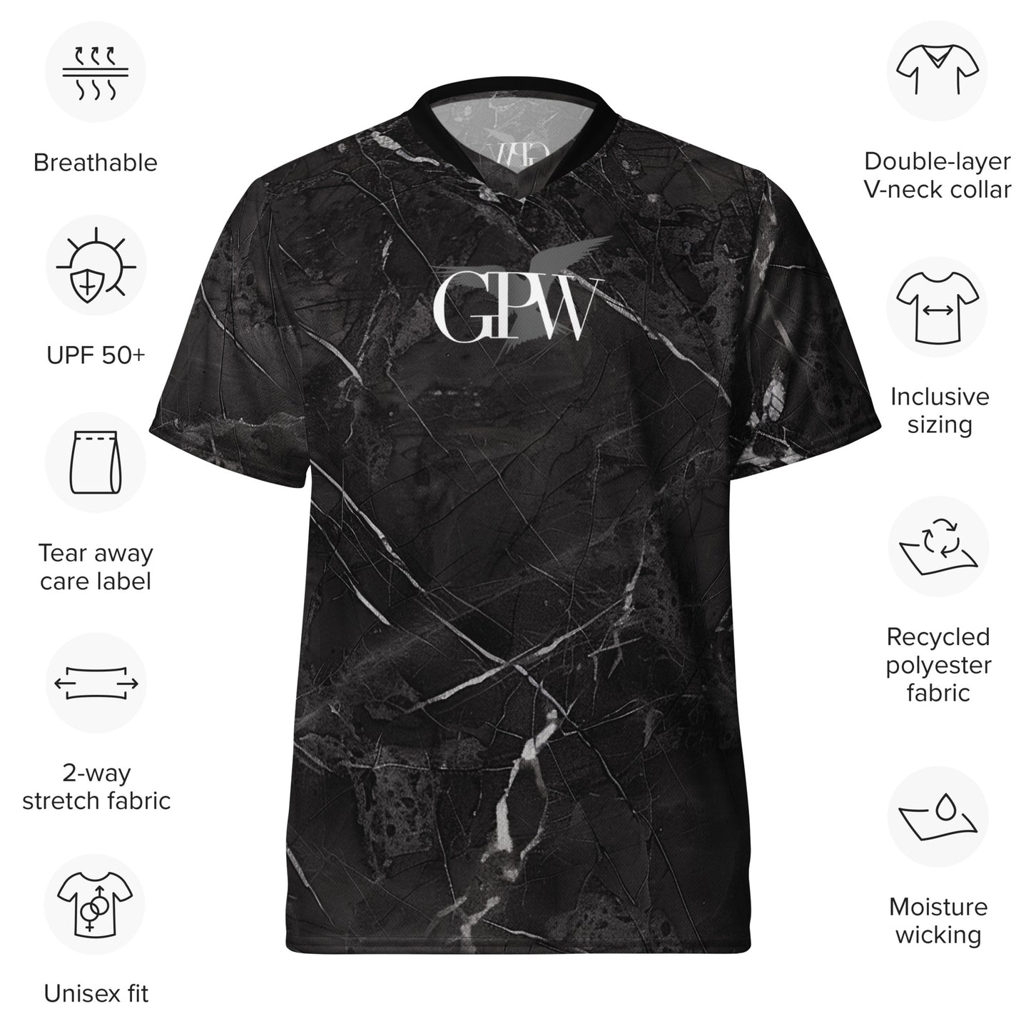 GPW Sport Black Marble Recycled Athletic T-shirt