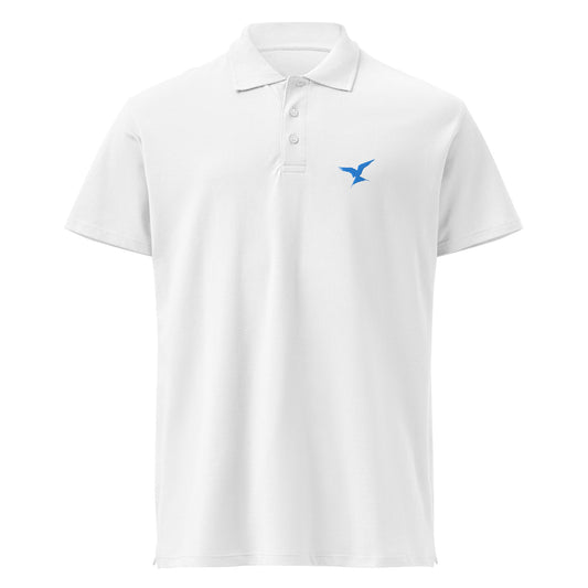 GPW Classic Polo Shirt White w/ Bright Blue Icon
