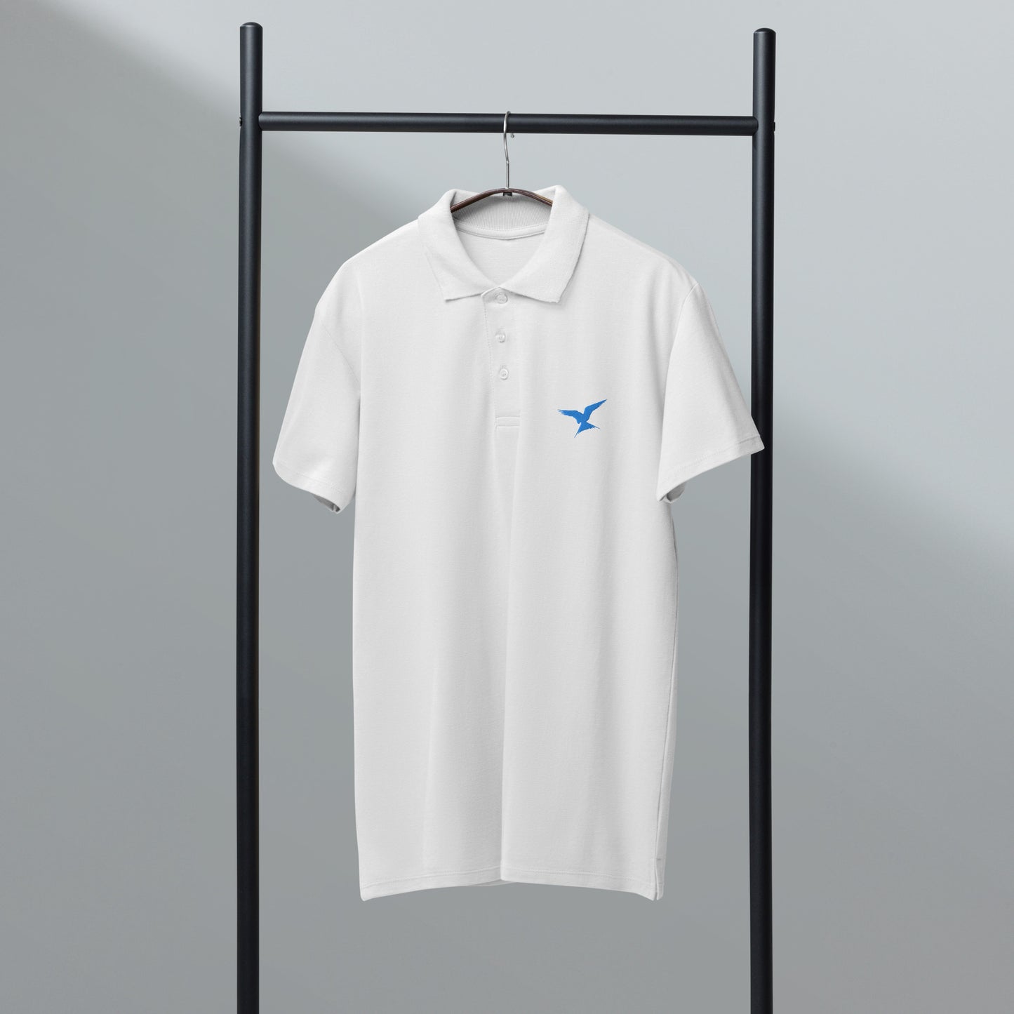 GPW Classic Polo Shirt White w/ Bright Blue Icon