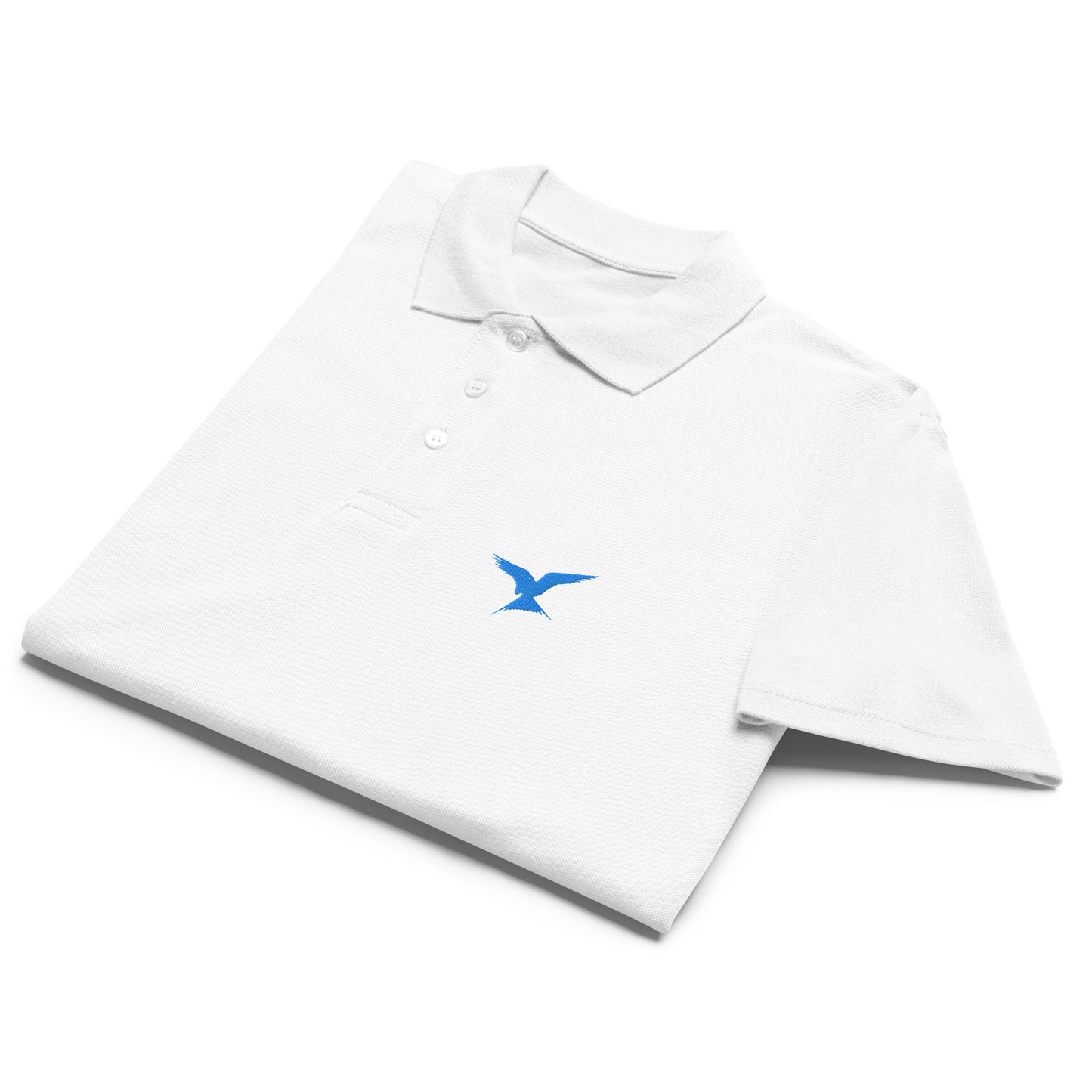 GPW Classic Polo Shirt White w/ Bright Blue Icon